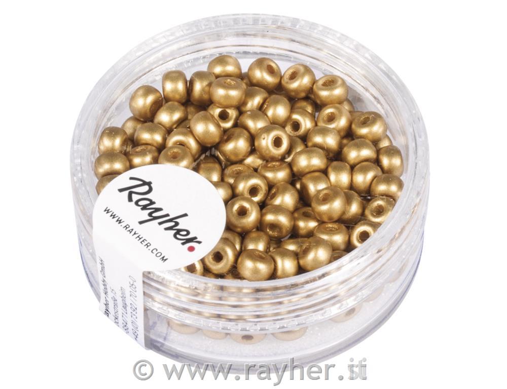 Rocailles, 4mm o, gold matt, box 150pcs