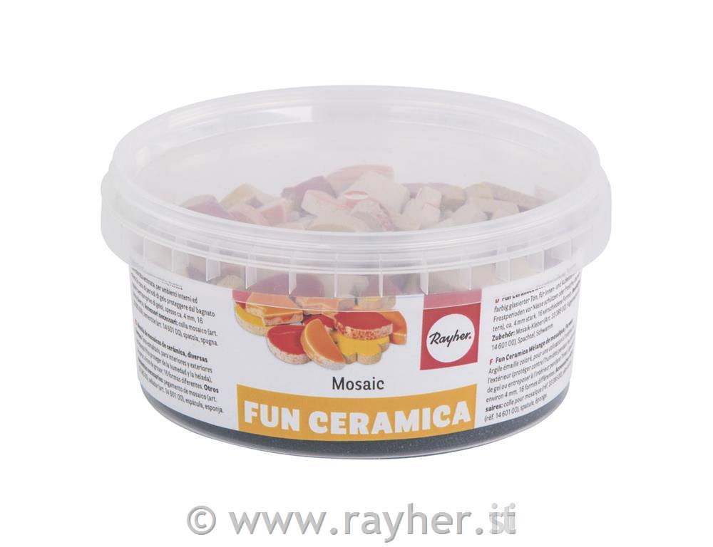 Mosaico Fun Ceramica misto, forme, giallo/rosso/arancio, (ca 192pz), scatolina 4