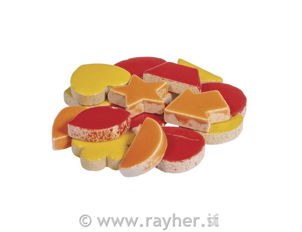 Mosaico Fun Ceramica misto, forme, giallo/rosso/arancio, (ca 192pz), scatolina 4