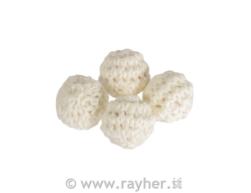 Perle uncinetto, 16mm , bianco, bus.blis. 4pz