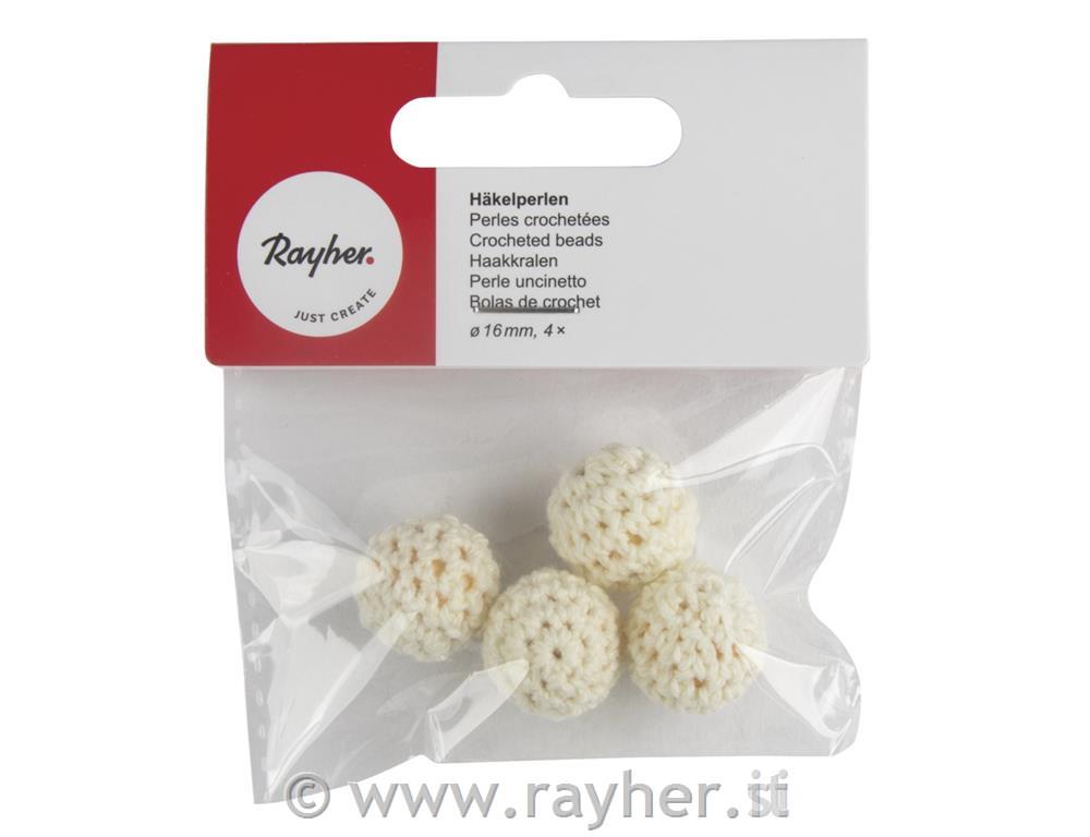 Perle uncinetto, 16mm , bianco, bus.blis. 4pz