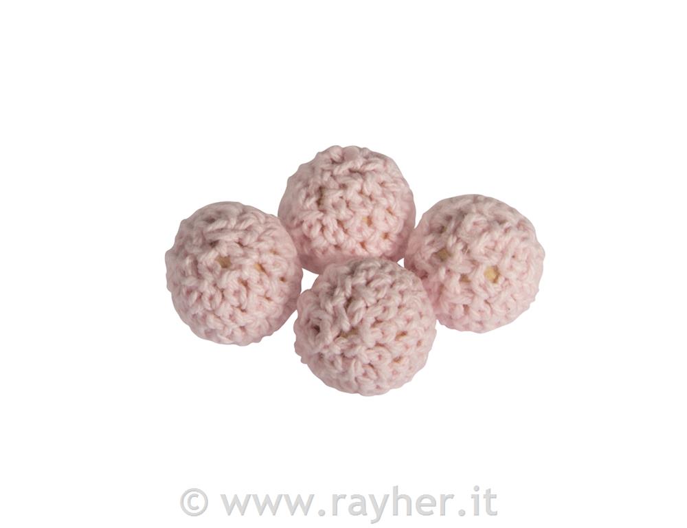Crocheted beads, 16mm opale-pinktab-bag 4pcs