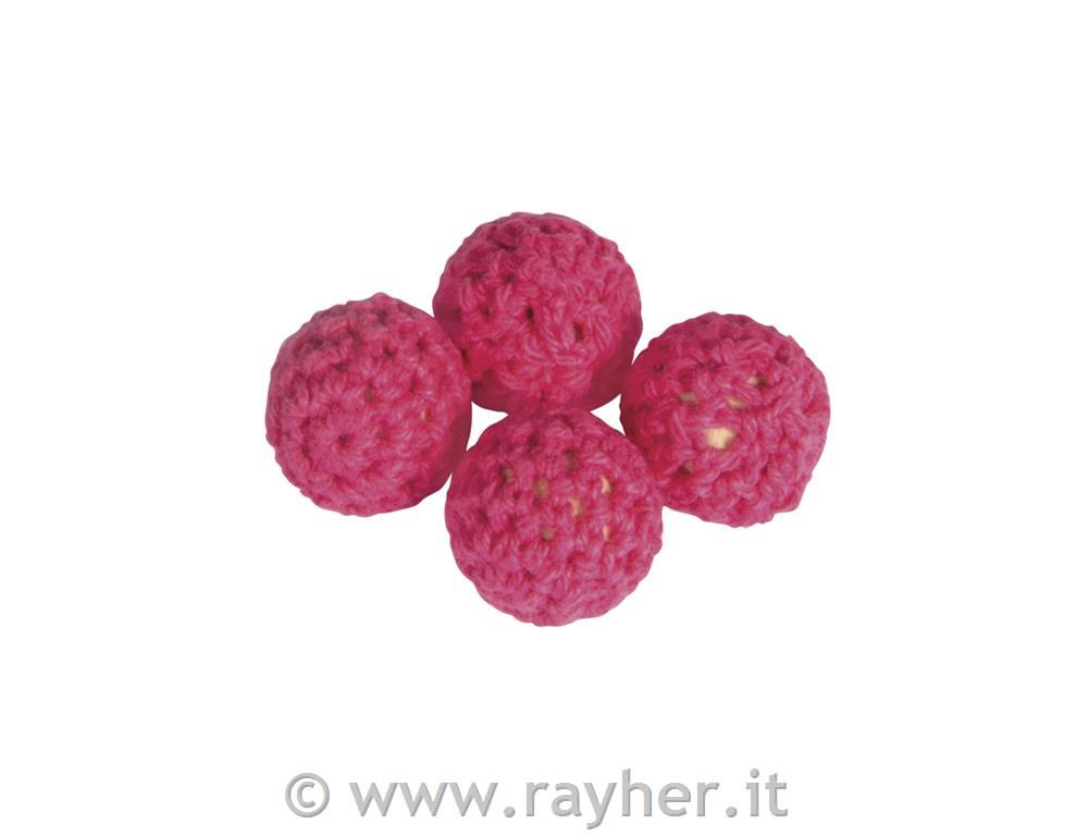Crocheted beads, 16mm opinktab-bag 4pcs