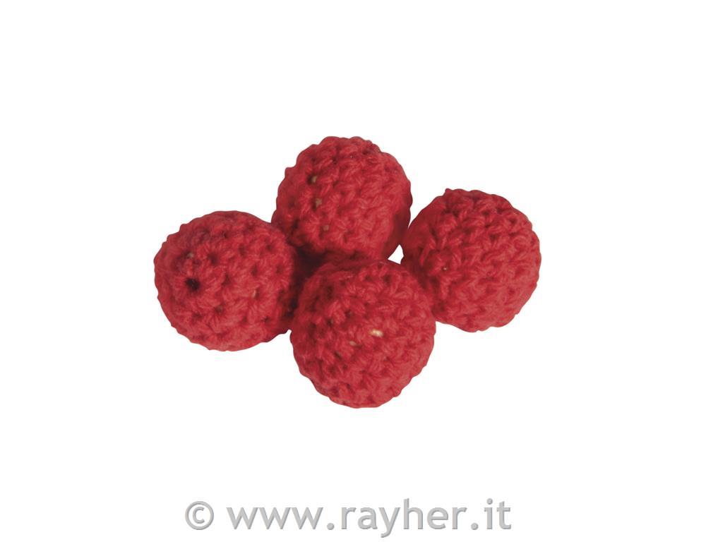 Perle uncinetto, 16mm , rosso classico,bus.blis. 4pz