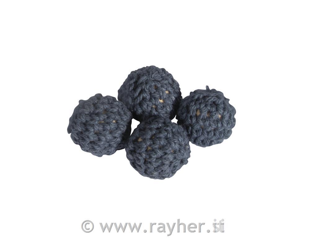 Crocheted beads, 16mm omidnight bluetab-bag 4pcs
