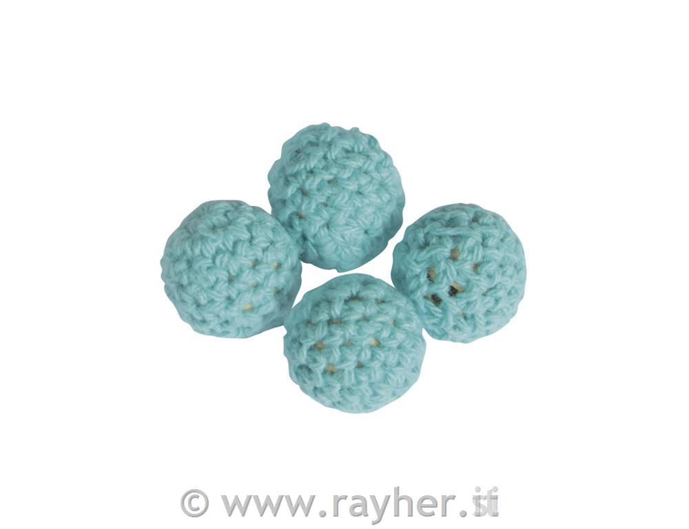 Perle uncinetto, 16mm , turchese, bus.blis. 4pz