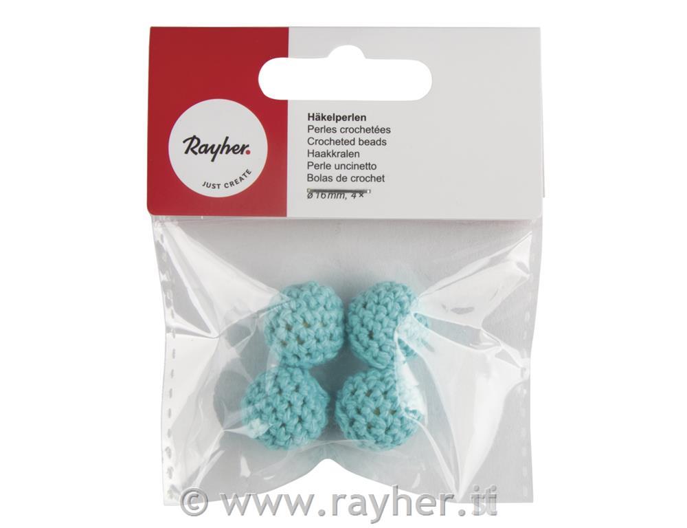 Perle uncinetto, 16mm , turchese, bus.blis. 4pz