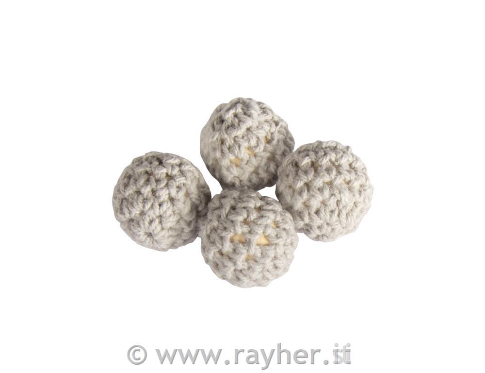 Kvačkane perle, 16mm, sive, 4 kos