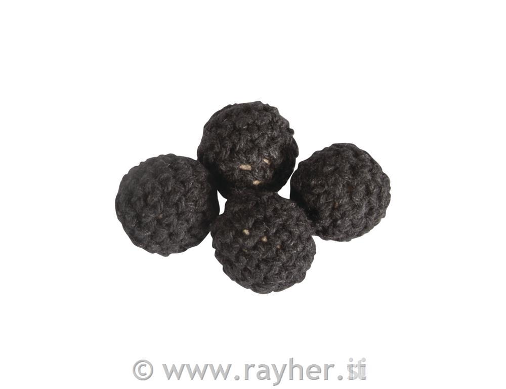 Kvačkane perle, 16mm, črne, 4 kos