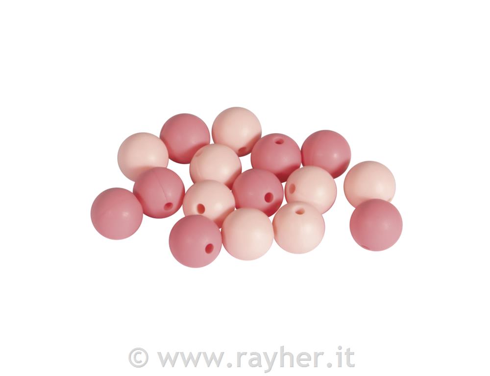 Silikonske perle, 12mm, sv.roza, 16 kos