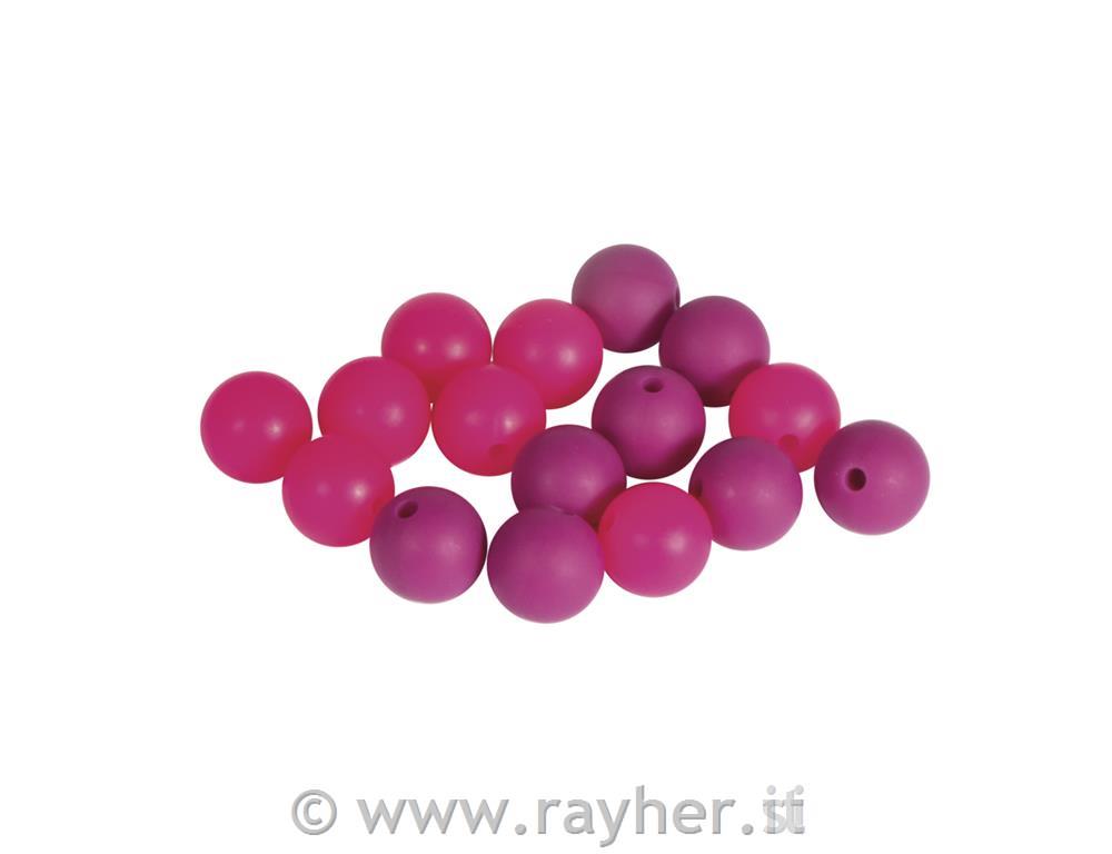 Silikonske perle, 12mm, roza, 16 kos