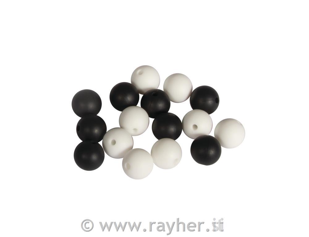 Silicone beads, 12mm oblack & white shadestab-bag 16pcs