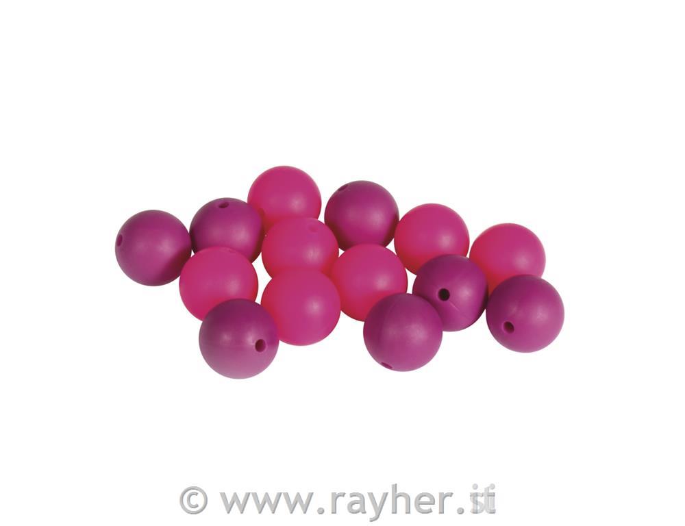 Perle silicone, 15mm , tonalita fucsia,bus.blis. 14pz