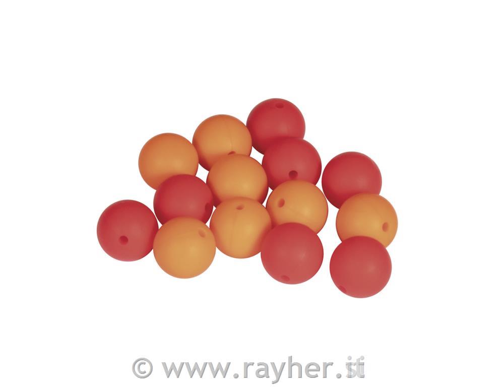 Silikonske perle, 15mm, rdeče, 14 kos