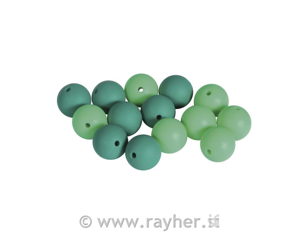 Silicone beads, 15mm oturquoise shadestab-bag 14pcs