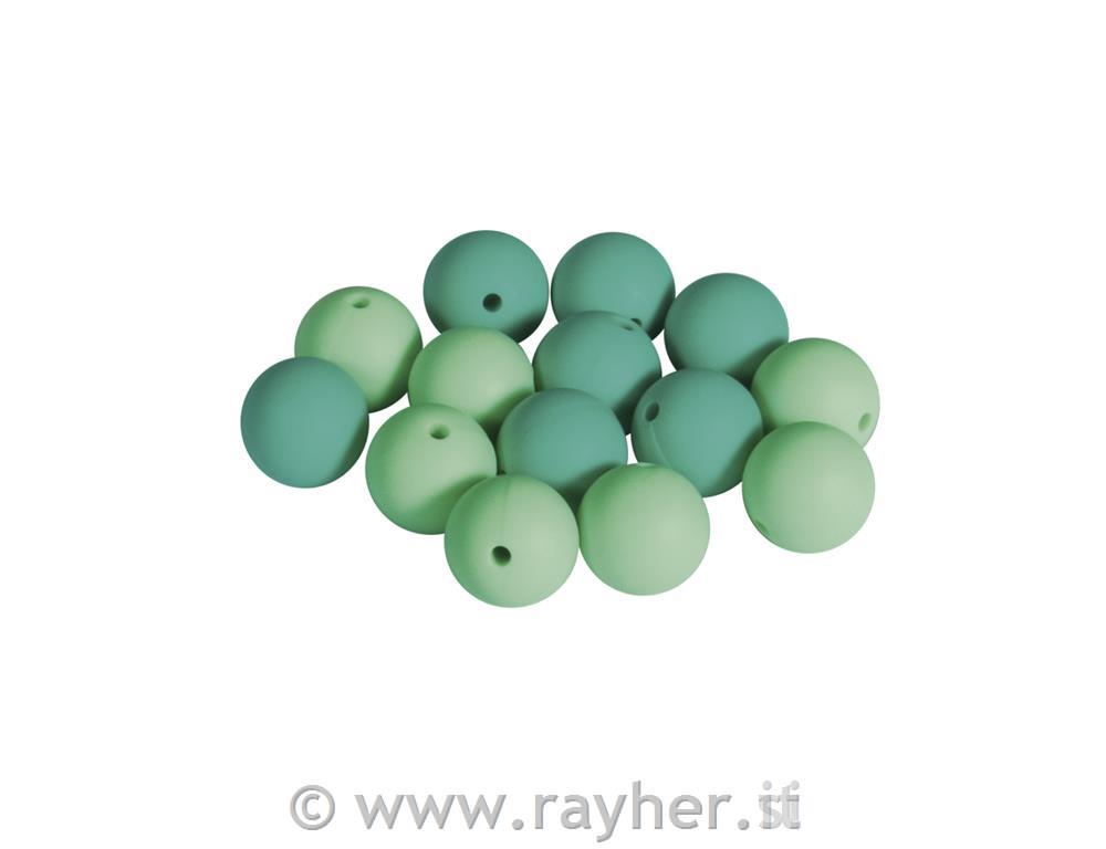 Perle silicone, 15mm , tonalita menta, bus.blis. 14pz