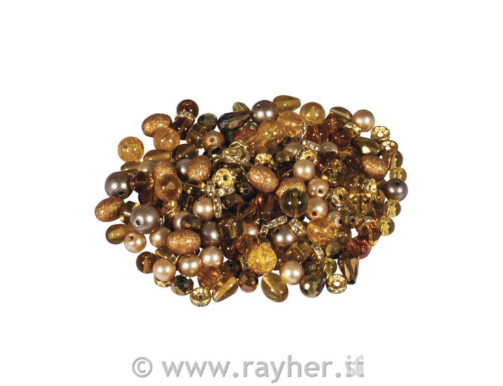 Perle di vetro "effetto perla",giallo-oro, 100g