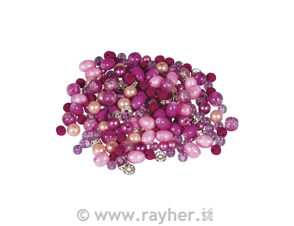 Perle steklene "Pearl effect", pink, 100g