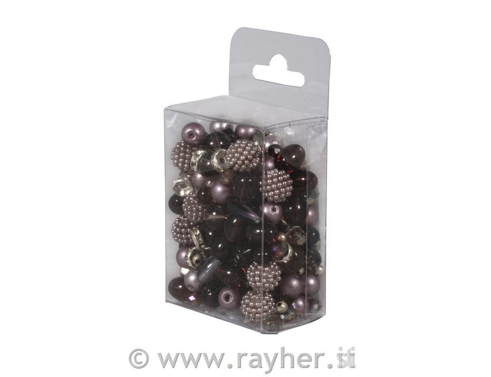Perle di vetro "effetto perla",viola, 100g