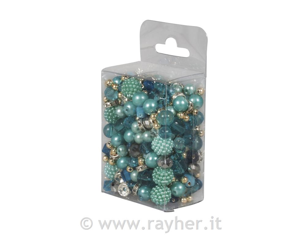 Glass earl effect beads mix, 100g, indian turquoise