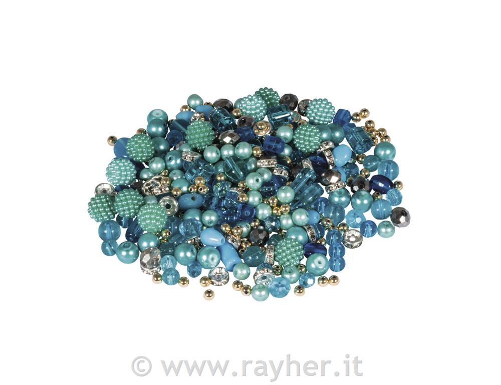 Glass earl effect beads mix, 100g, indian turquoise