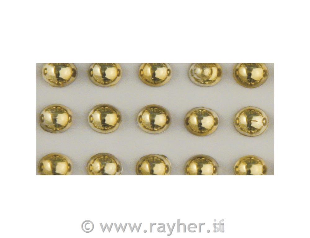 Perle polovične, samolepilne, zlate, 3mm, 120 kom
