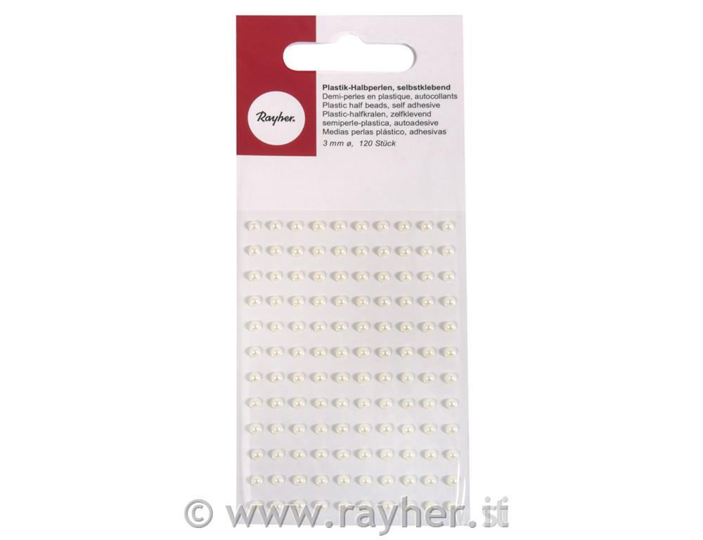 Perle polovične, samolepilne, krem, 3mm, 120 kom