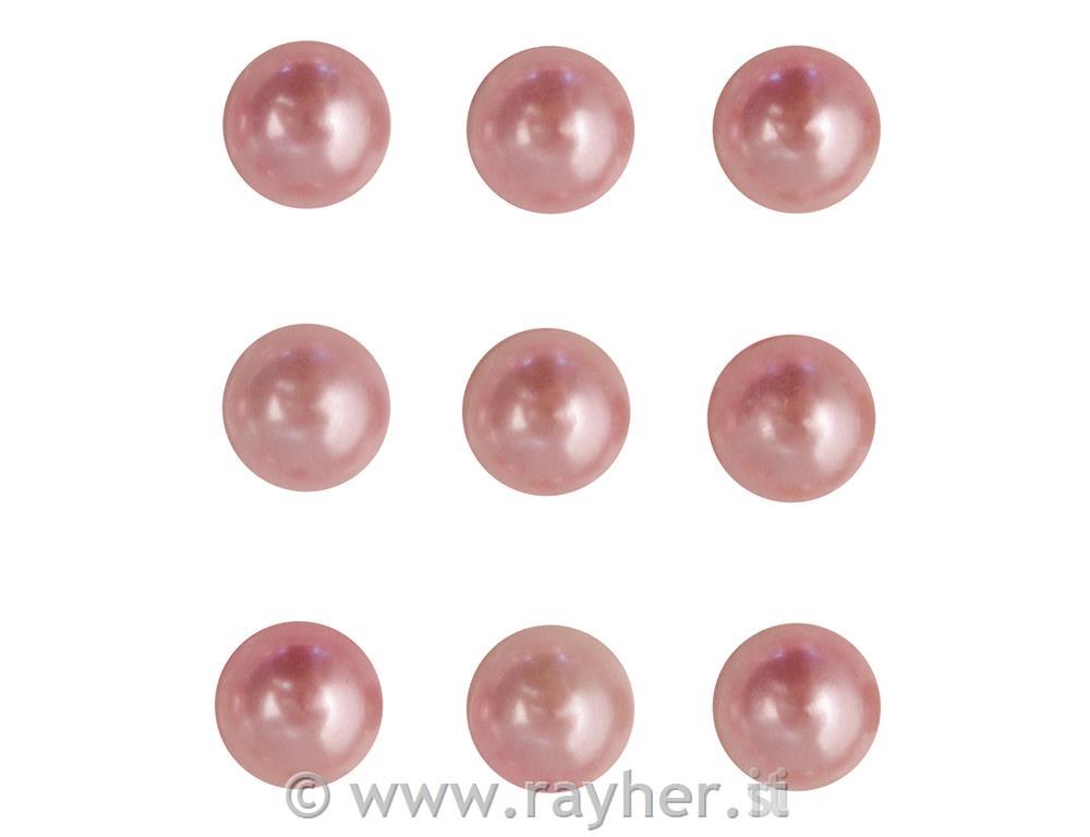 Semiperle-plastica, autoadesiveo 5 mm, busta 80 pezzirosa