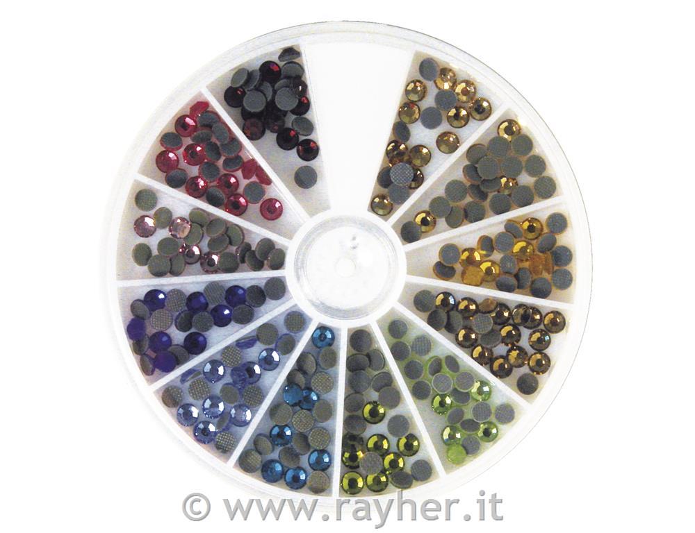 Hotfix-pietre strass, 4 mmcolorato, box 240 pz.