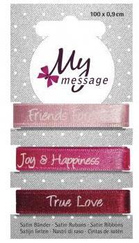 My Message nastri di raso100x0,9cm, cartoncino blis. 3pztonalita fucsia