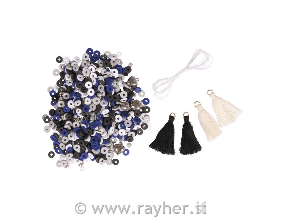 Heishi perle set jeans modra