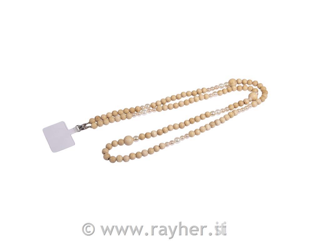 Wooden beads Phone chain, 1set