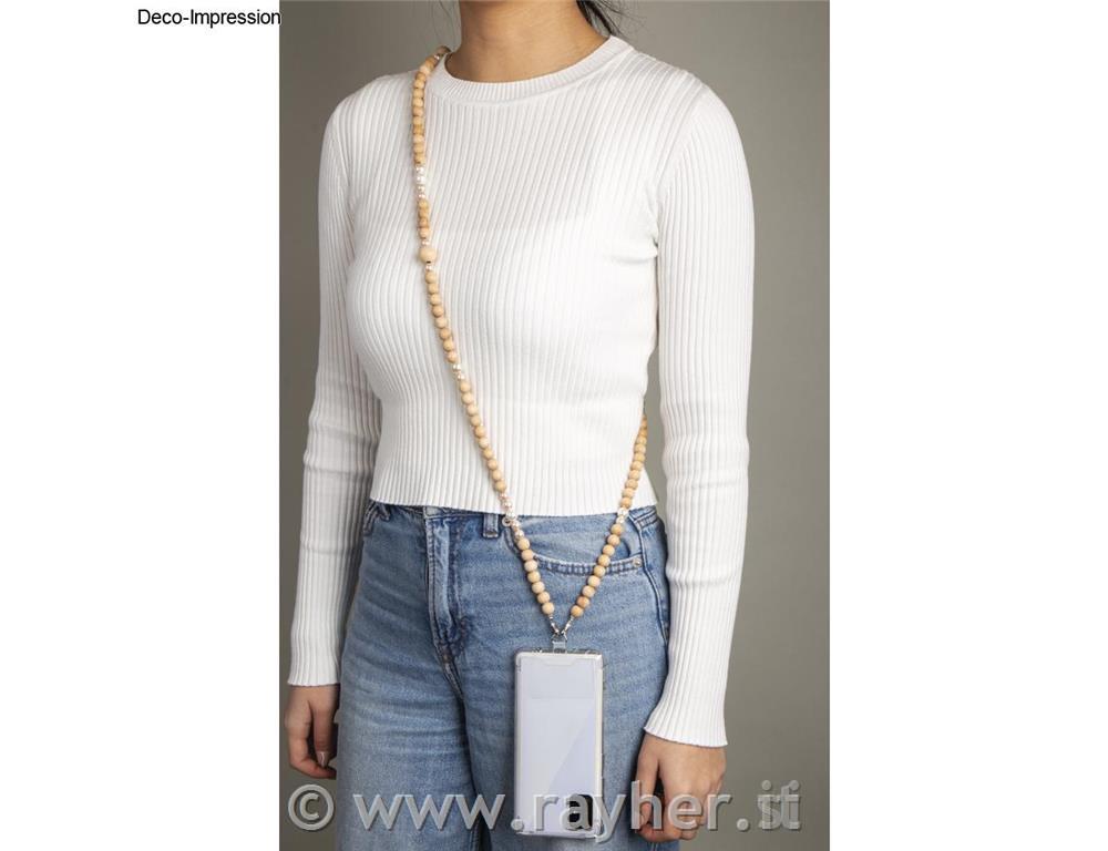 Wooden beads Phone chain, 1set