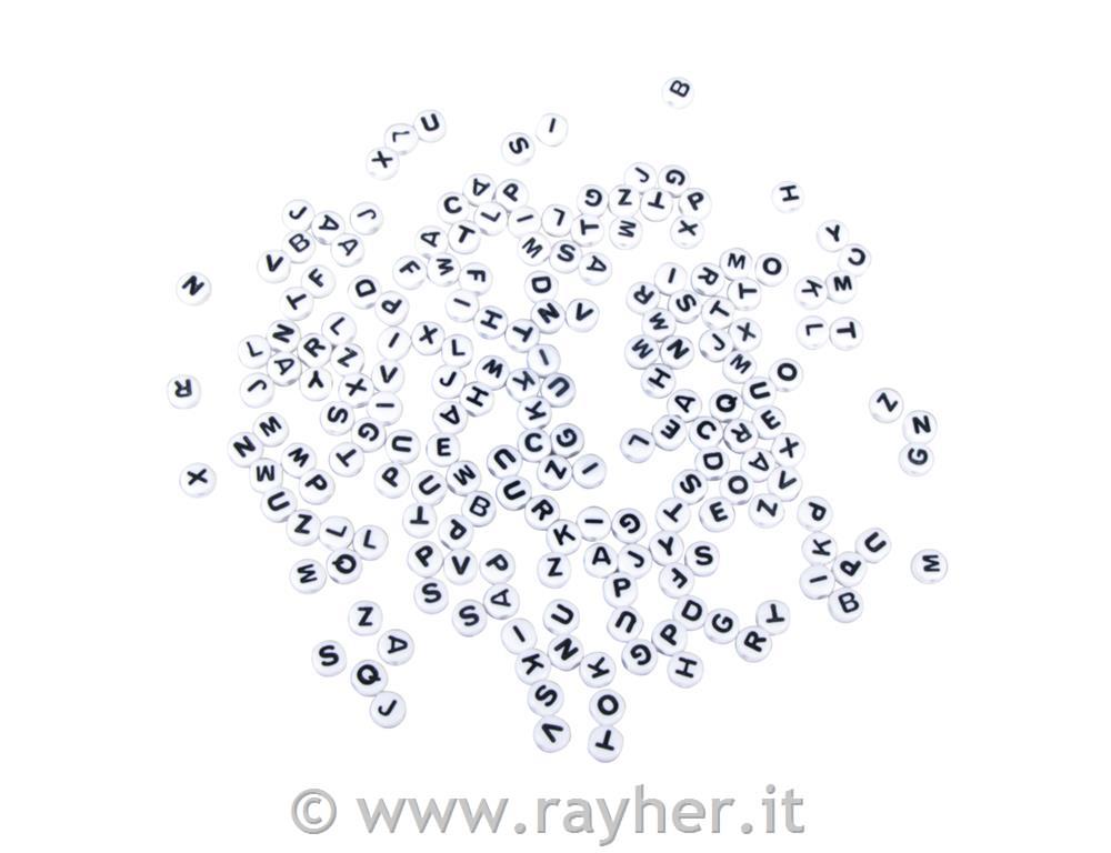 Perle črke, plastične, 6mm, bele, 40g