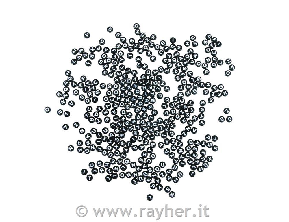 Perle črke, plastične, 6mm, črne, 40g