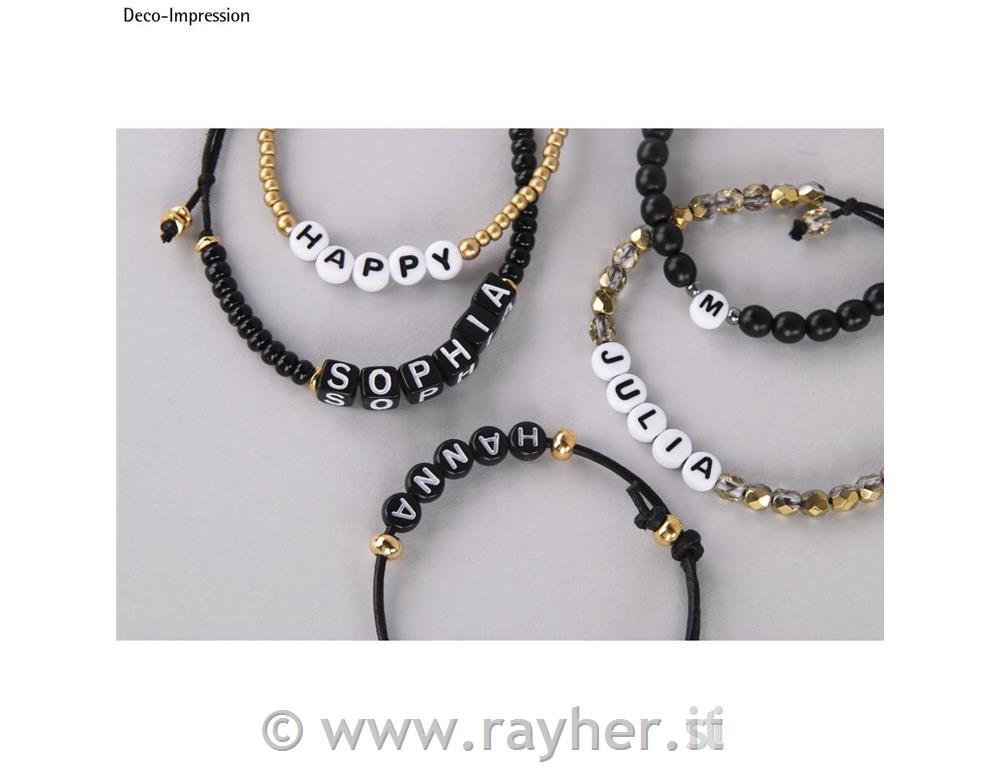 Perle črke, plastične, 6mm, črne, 40g