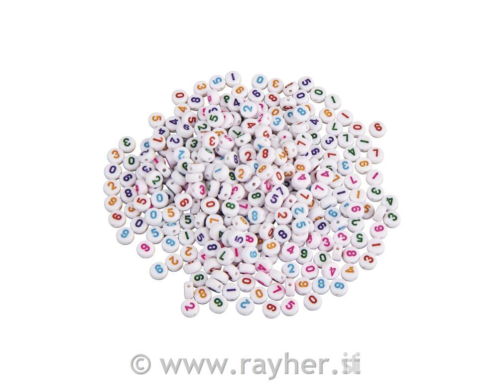 Perle številke, 6mm, barvne, okrogle, 40g