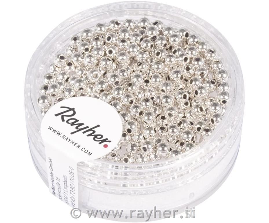 Plastic beads, 2,5 mm o, silver, box 240