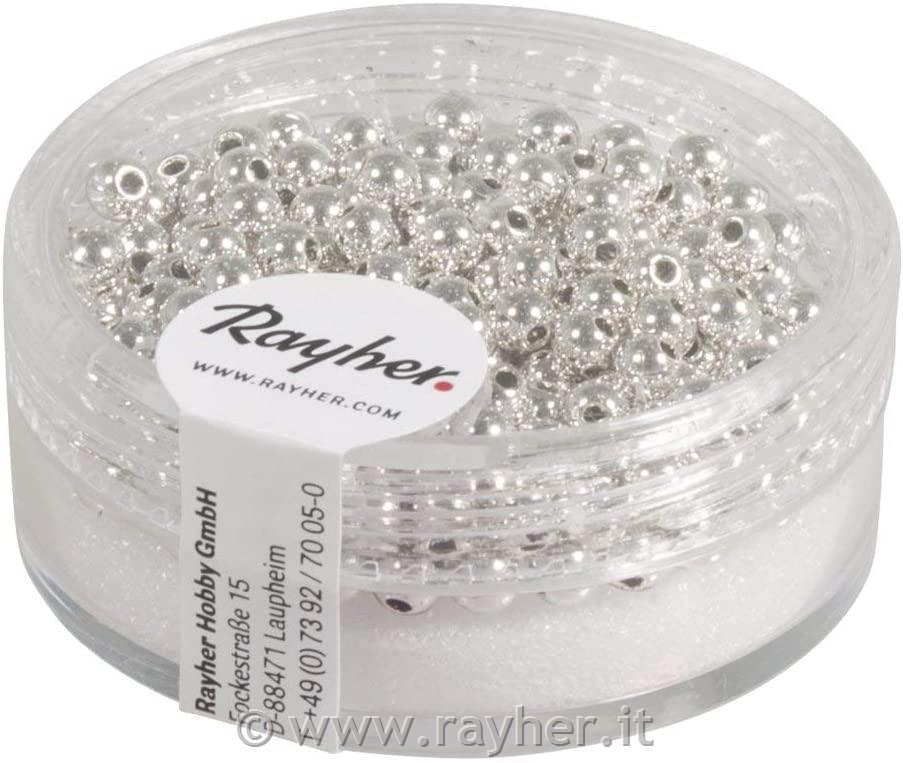 Perle tonde di plastica, 3 mm oScatolina 250 pzargento