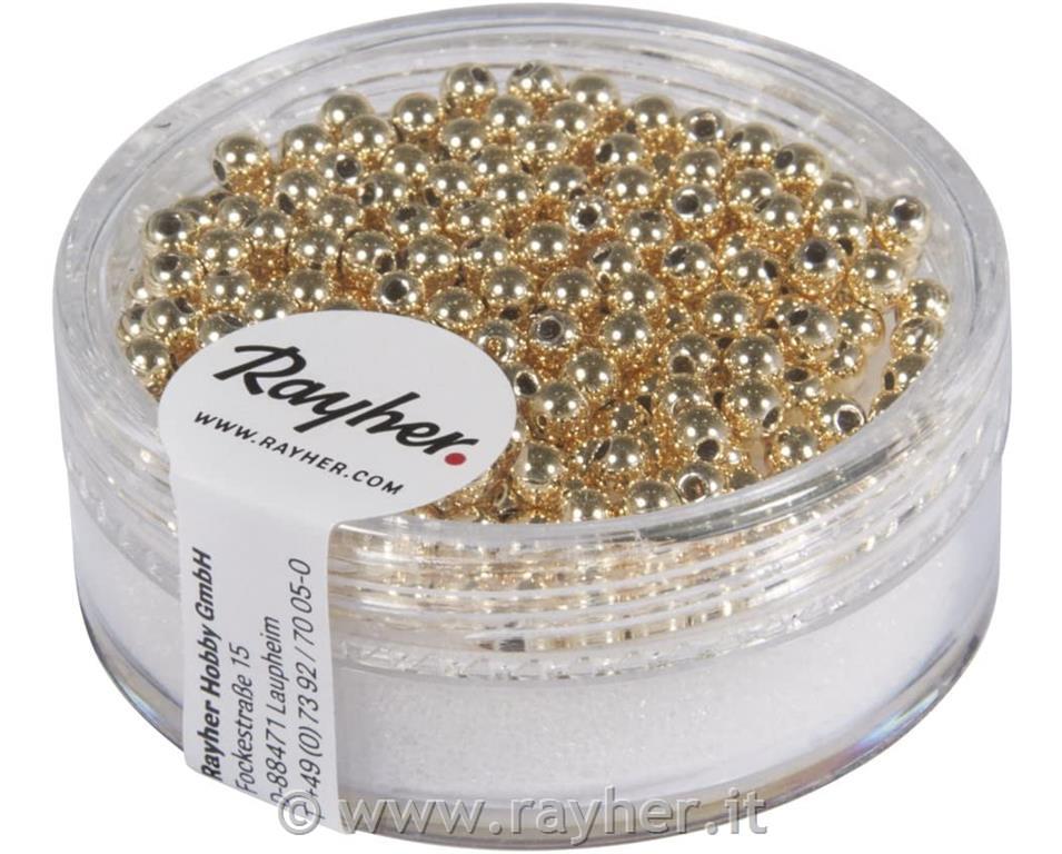 Perle plastične, 6 mm o, zlate, 65 kom.