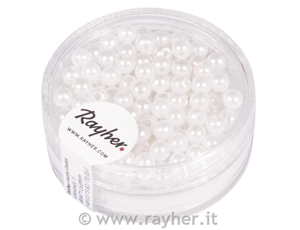 Wax beads, 4 mm o, white, box 150 pcs.