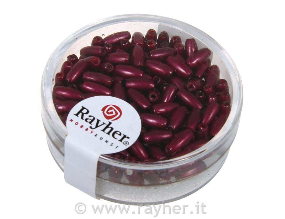 Perle voščene olive, 6x3 mm, vinsko rdeče, 145 kom.