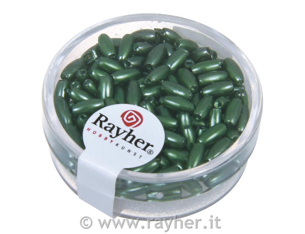 Perle voščene olive, 6x3 mm, zelene, 145 kom.