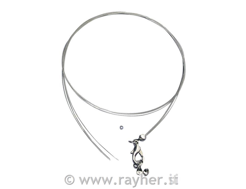 Verižica, 3 plasti, srebrna, 45 cm, 1 kom, brez niklja