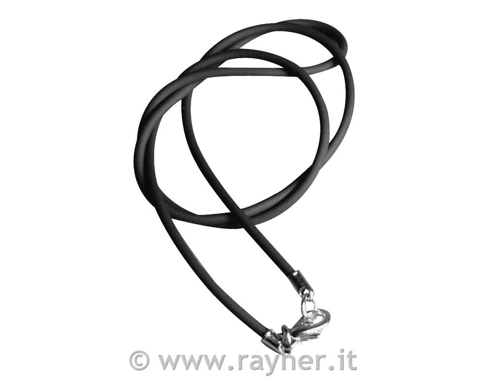 Verižica iz kavčuka s karabinom, 42cm, 2,00 mm, 1kom, bn