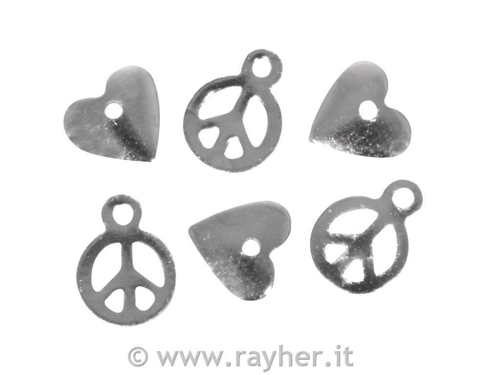 Metal-jewellery filigree: Peace + heart,