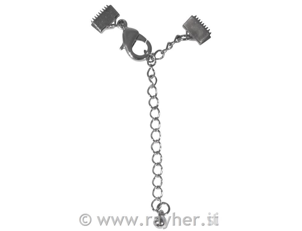 Zaključek za trakove z karabinom, srebrn, f. 8mm trak