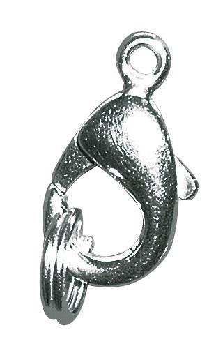 Carabiner catch with ring, silver, 13 mm