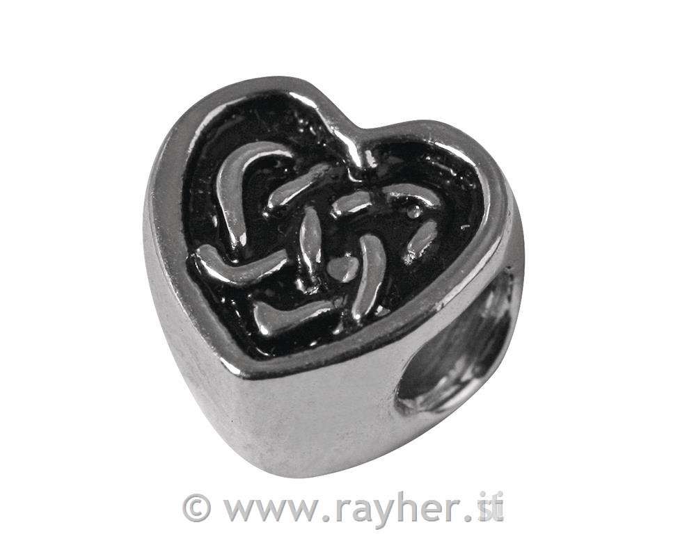 Metal deco element "heart", 9 mm, oxidiz