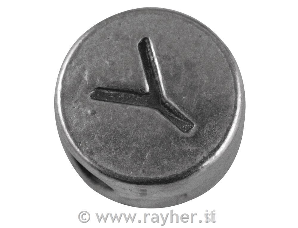 Misto perle metallo "Y" e "Z", 7mm oforo 2mm o, sfusoargento